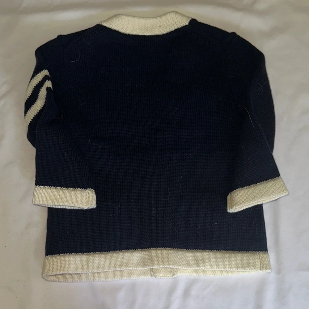Ralph Lauren Navy and Cream Boys Cardigan Sweater with Patches